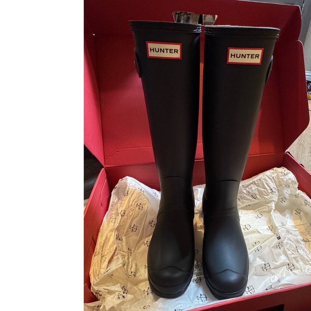 Hunter‎ Womens Original Tall Rain Boots Black Matte Rubber WFT1000RMA Size 8 - Picture 11 of 13